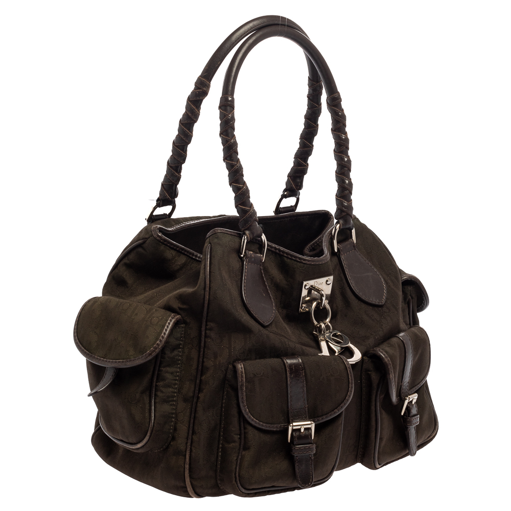 DIOR Dark Brown Oblique Canvas And Leather Multi Pocket Tote - Picture 3 of 9